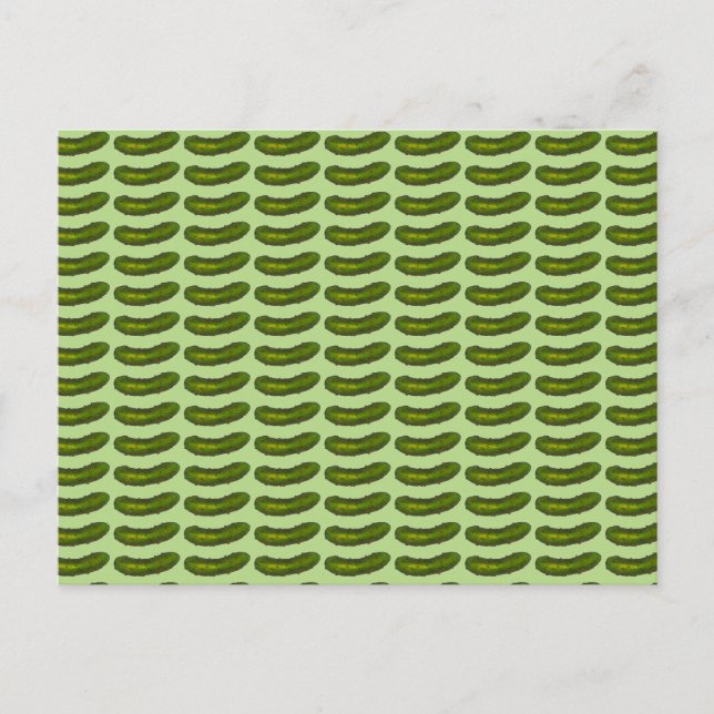 Crunchy Green Kosher Dill Pickle Print Foodie Postcard (Front)