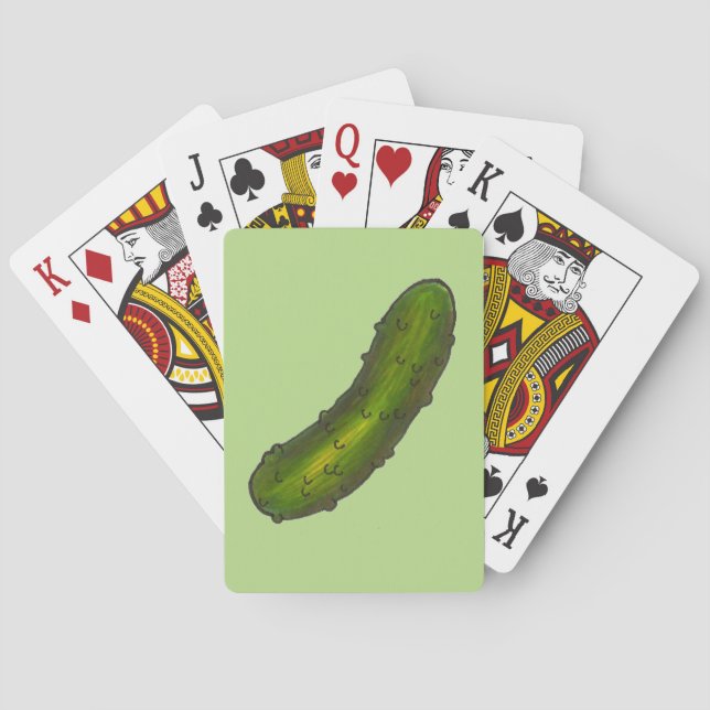Crunchy Green Kosher Sour Dill Pickle Foodie Playing Cards (Back)