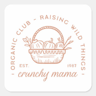 Crunchy mama organic mum club homemaker tradwife square sticker