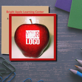 Crunchy  red  apple -add logo  square business card