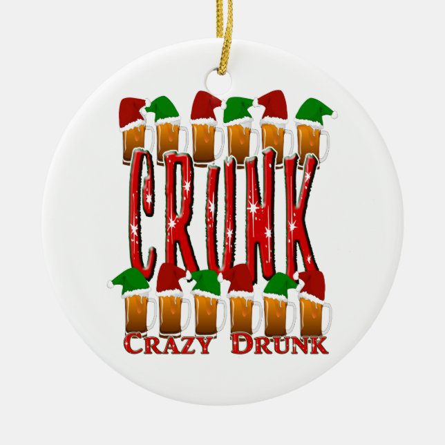 CRUNK - Crazy Drunk Ceramic Tree Decoration (Front)