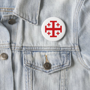 Crusader Cross 6 Cm Round Badge