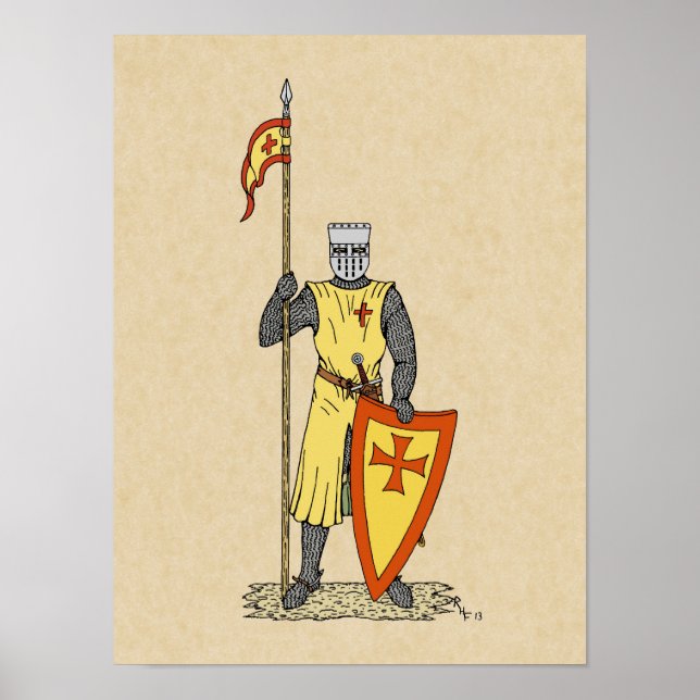 Crusader Knight Early 13th Century Poster (Front)