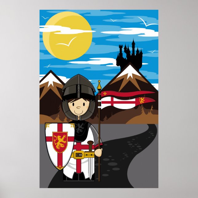 Crusader Knight with Flag Poster (Front)