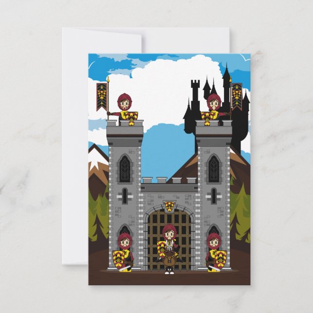 Crusader Knights and Castle RSVP Card (Front)