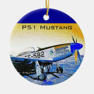 "Crusader" P51 Mustang © 2009 S.J. Ceramic Tree Decoration
