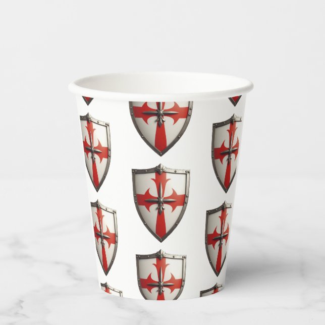 crusader shield design  paper cups (Front)
