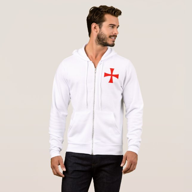 Crusader zip up hoodie small cross (Front Full)