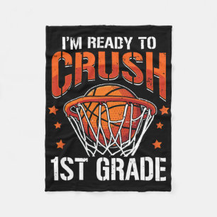 Crush 1st Grade Bysketbyll Byck To School Boys Kid Fleece Blanket