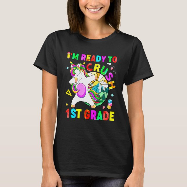 Crush 1st Grade Dabbing Unicorn Back to School Bac T-Shirt (Front)