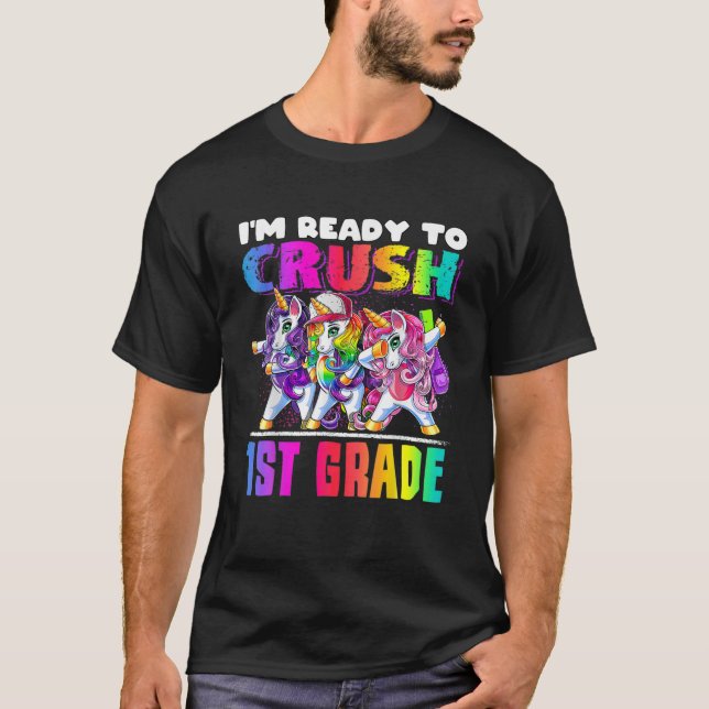 Crush 1St Grade Dabbing Unicorn Back To School Bac T-Shirt (Front)
