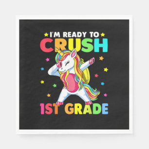 Crush 1st Grade Dabbing Unicorn Back to School Gir Napkin