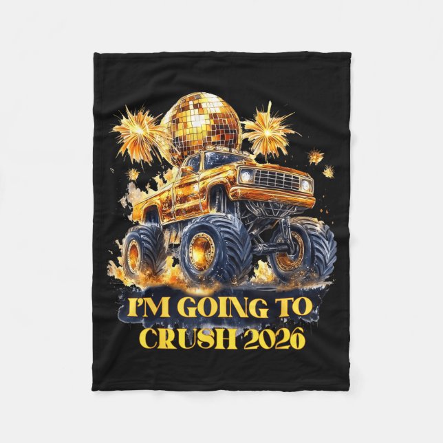 Crush 2026 Monster Truck New Year Party Countdown  Fleece Blanket (Front)