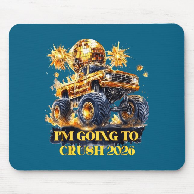 Crush 2026 Monster Truck New Year Party Countdown  Mouse Mat (Front)