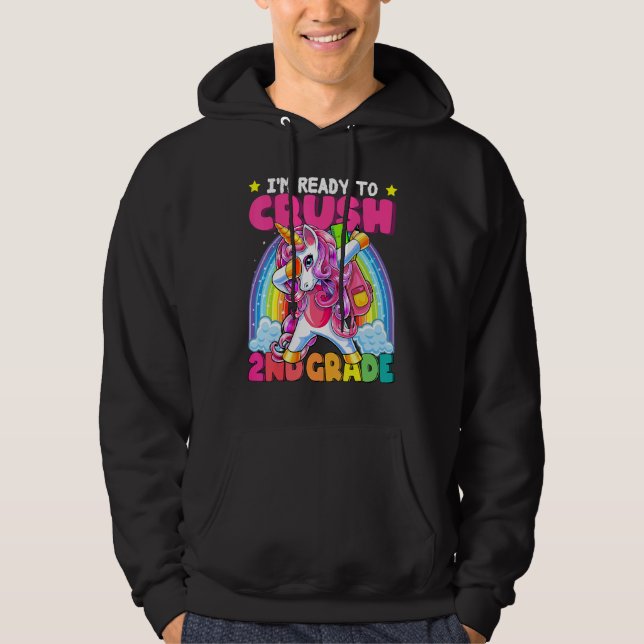 Crush 2nd Grade Dabbing Unicorn Back To School Gir Hoodie (Front)