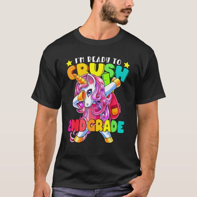 Crush 2nd Grade Dabbing Unicorn Back To School Gir T-Shirt (Front)