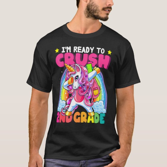 Crush 2nd Grade Dabbing Unicorn Back To School Gir T-Shirt (Front)