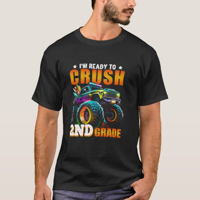 Crush 2nd Grade Monster Truck Back To School Kids  T-Shirt (Front)