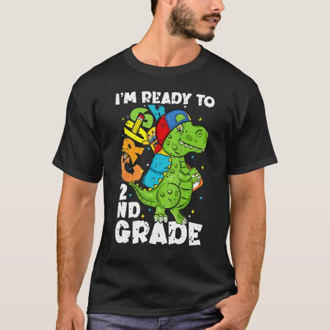 Crush 2nd Grade Rex Dinosaur Back To School Boys K T-Shirt (Front)