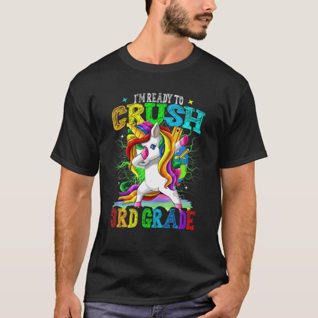 Crush 3Rd Grade Dabbing Unicorn Back To School Gir T-Shirt (Front)