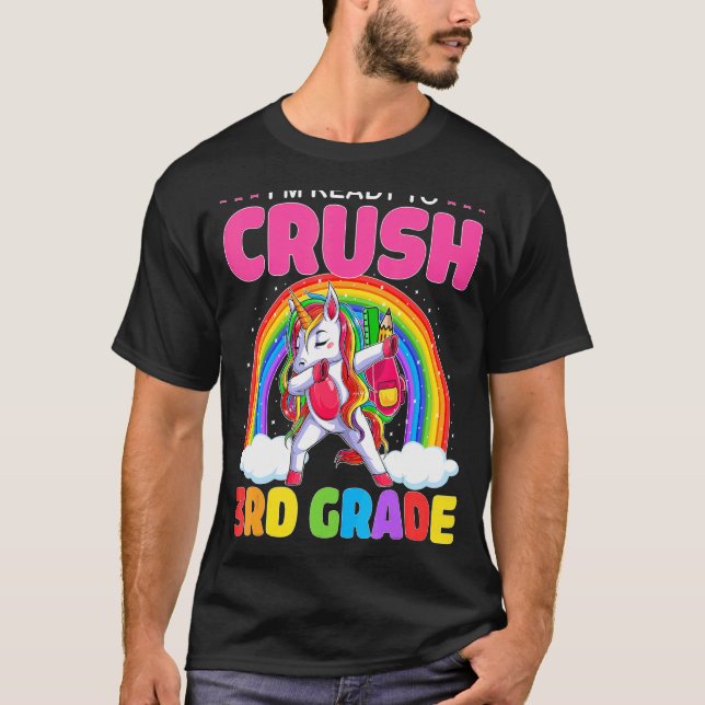 Crush 3RD Grade Dabbing Unicorn Back to School Gir T-Shirt (Front)
