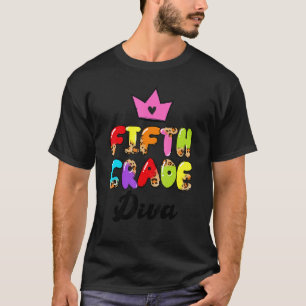 Crush 5th Grade Diva Leopard Crown Back To School  T-Shirt