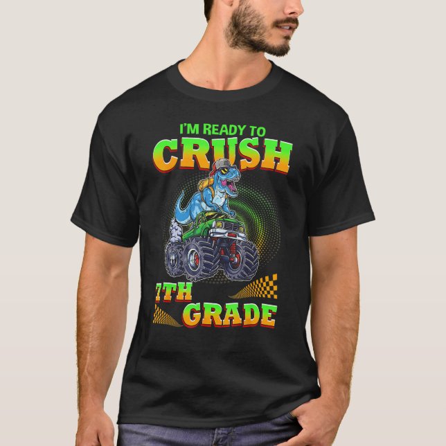 Crush 7th Grade Dinosaur Back To School For Teache T-Shirt (Front)