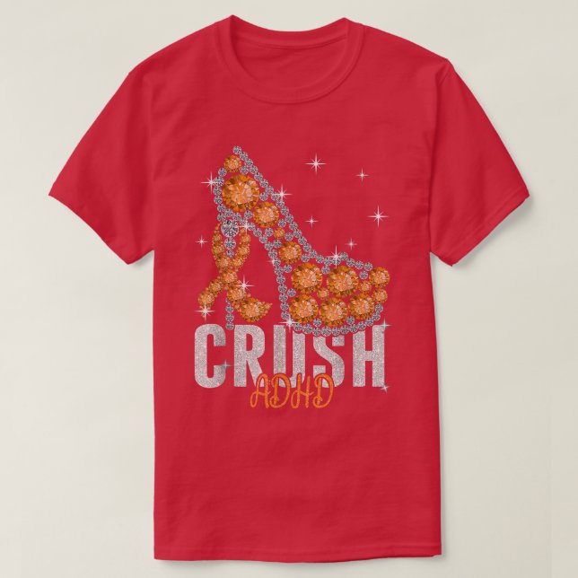 Crush ADHD Twinkle Ribbon Support  T-Shirt (Design Front)