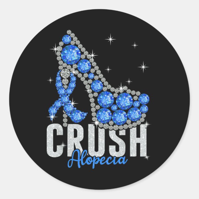Crush Alopecia Twinkle Ribbon Support  Classic Round Sticker (Front)