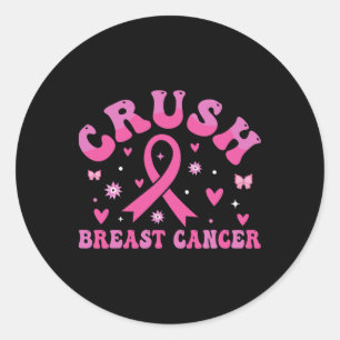 Crush Breast Cancer Awareness Bling Pink Ribbon 1 Classic Round Sticker