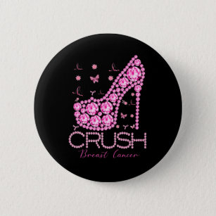 Crush Breast Cancer Awareness Bling Pink Ribbon 6 Cm Round Badge