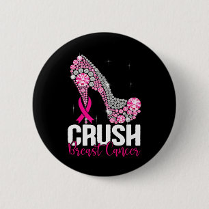 Crush Breast Cancer Awareness Bling Pink Ribbon  6 Cm Round Badge
