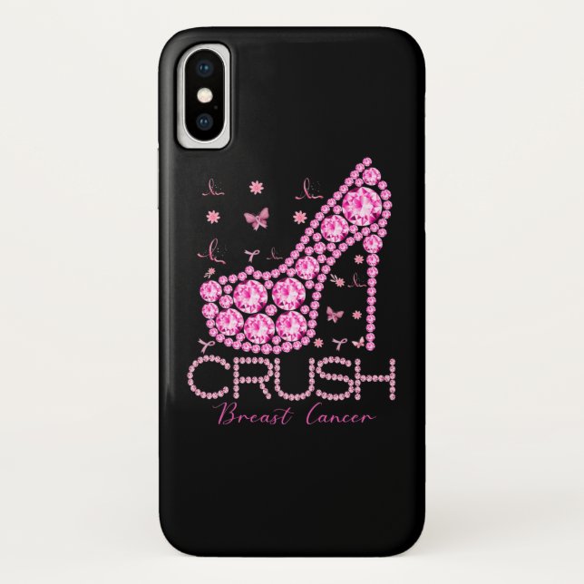 Crush Breast Cancer Awareness Bling Pink Ribbon Case-Mate iPhone Case (Back)