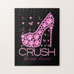 Crush Breast Cancer Awareness Bling Pink Ribbon Jigsaw Puzzle