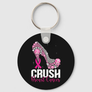Crush Breast Cancer Awareness Bling Pink Ribbon  Key Ring