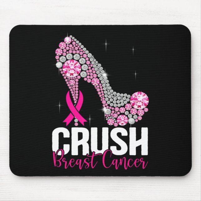 Crush Breast Cancer Awareness Bling Pink Ribbon  Mouse Mat (Front)