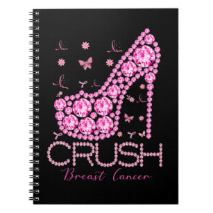 Crush Breast Cancer Awareness Bling Pink Ribbon Notebook
