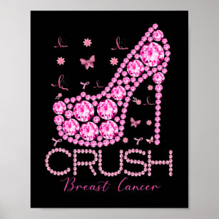 Crush Breast Cancer Awareness Bling Pink Ribbon Poster
