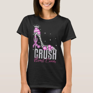 Crush Breast Cancer Awareness Bling Ribbon Women G T-Shirt