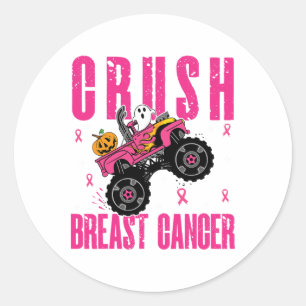 Crush Breast Cancer Awareness Monster Truck Hallow Classic Round Sticker