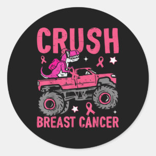 Crush Breast Cancer Awareness Monster Truck Toddle Classic Round Sticker