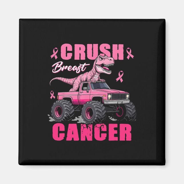 Crush Breast Cancer Awareness Monster Truck Toddle Magnet (Front)