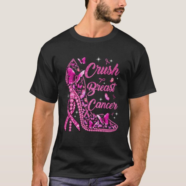 Crush Breast Cancer Awareness Month Pink Ribbon In T-Shirt (Front)