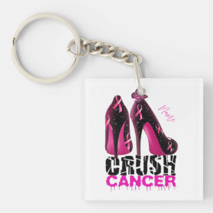 Crush Breast Cancer Awareness name customised Key Ring