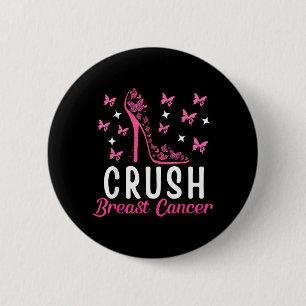 Crush Breast Cancer Awareness nk Butterfly 6 Cm Round Badge