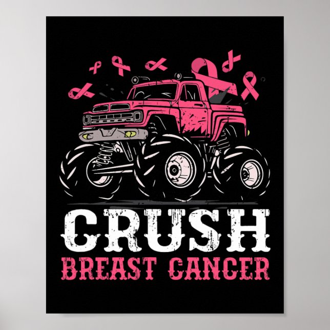 Crush Breast Cancer Awareness Truck Pink Kids Todd Poster (Front)