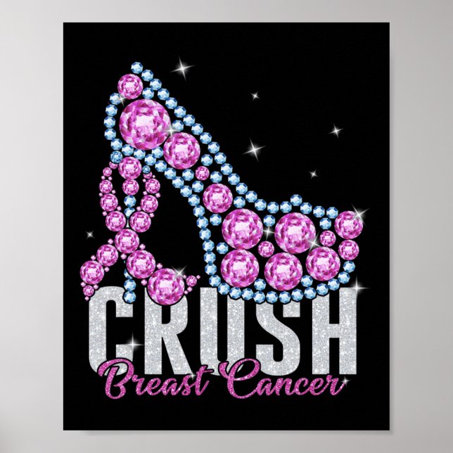 Crush Breast Cancer Bling Ribbon  Poster (Front)