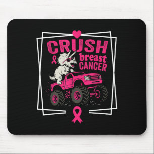 Crush Breast Cancer Dinosaur Driving A Pink Monste Mouse Mat