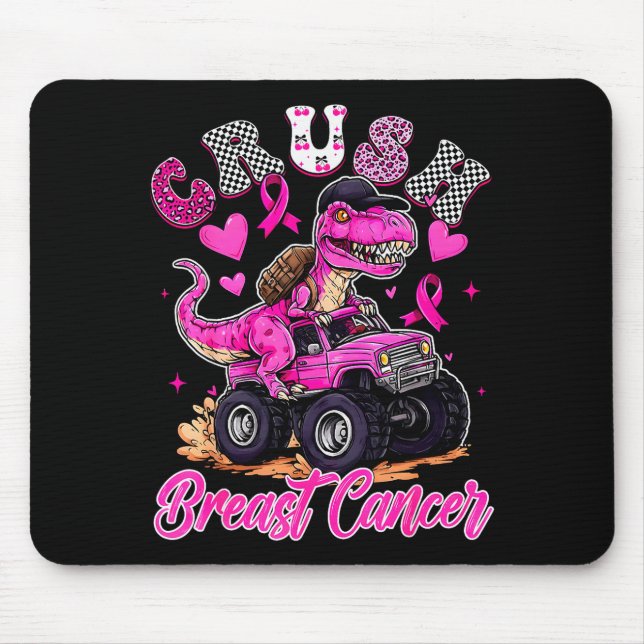 Crush Breast Cancer Dinosaur T Rex Monster Truck B Mouse Mat (Front)