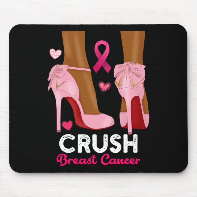 Crush Breast Cancer In October We Wear Pink Black  Mouse Mat (Front)